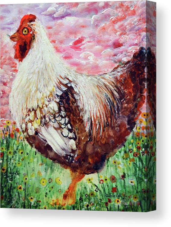 Happy Chicken Canvas Print featuring the painting Happy Chicken by Ashleigh Dyan Bayer