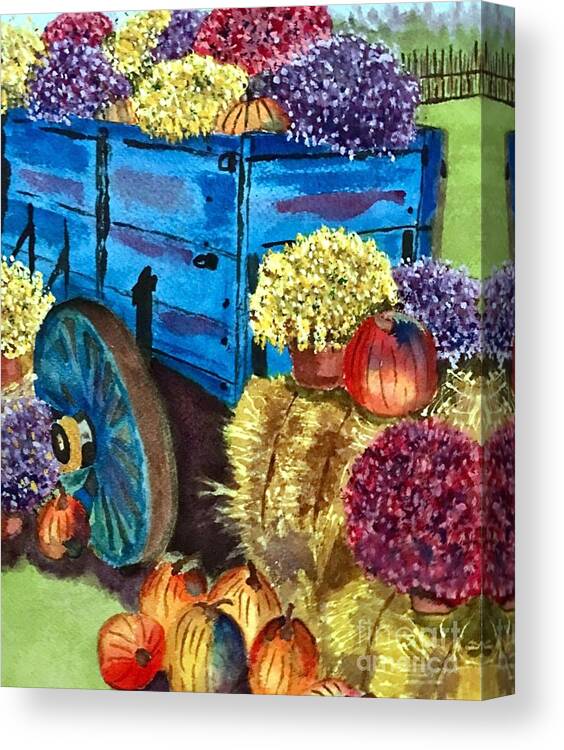 Greeting Card Canvas Print featuring the painting Happy Fall Harvest by Sue Carmony