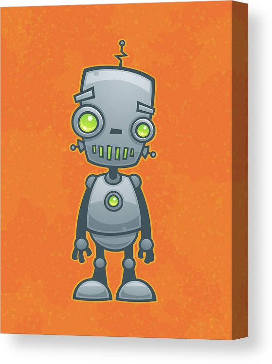 Robot Canvas Print featuring the digital art Happy Robot by John Schwegel