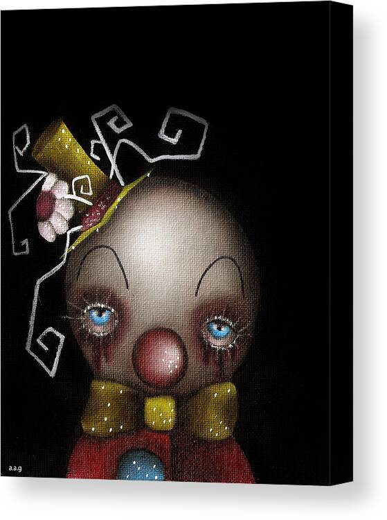 Abril Andrade Griffith Canvas Print featuring the painting Hatter Clown by Abril Andrade