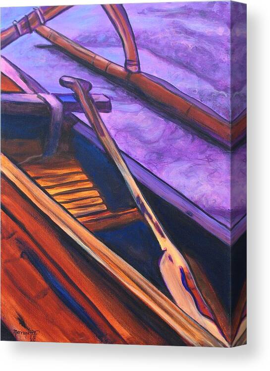 Canoe Canvas Print featuring the painting Hawaiian Canoe by Marionette Taboniar