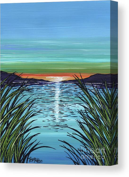 Sunrise Canvas Print featuring the painting Heavenly View by Tracy Levesque