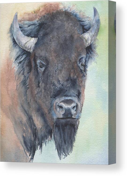 Bison Canvas Print featuring the painting Here's Looking At You - Bison by Marsha Karle