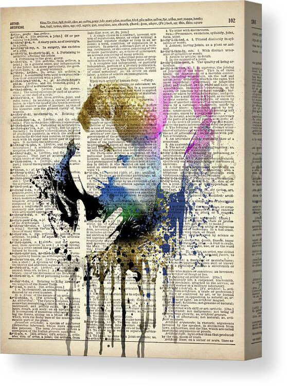 Celebrity Canvas Print featuring the mixed media DAVID BOWIE - Heroes on dictionary page by Art Popop
