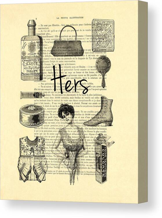 His hers, lady bathroom art Canvas Print / Canvas Art by Madame Memento Pixels Canvas Prints