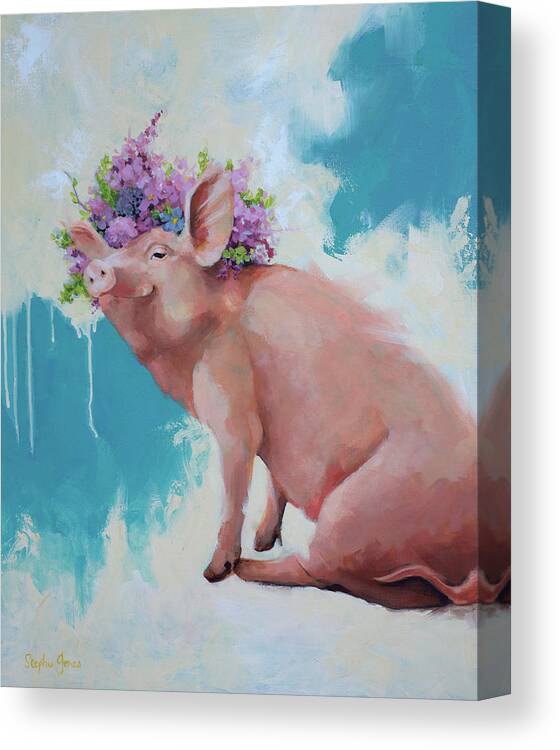 Pig Canvas Print featuring the painting Hog Heaven by Stephie Jones