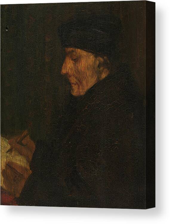 Alphonse Legros Canvas Print featuring the painting Holbein's Erasmus by Alphonse Legros