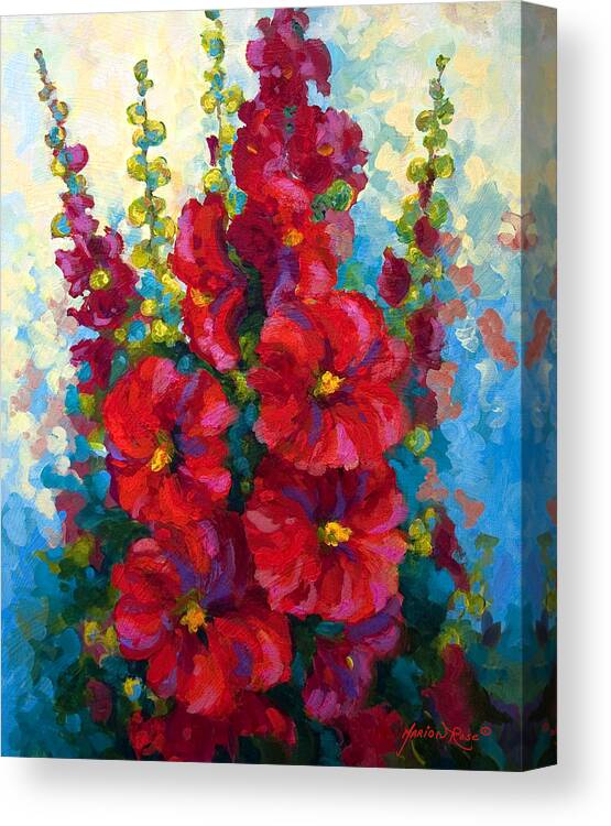 Floral Canvas Print featuring the painting Hollyhocks by Marion Rose