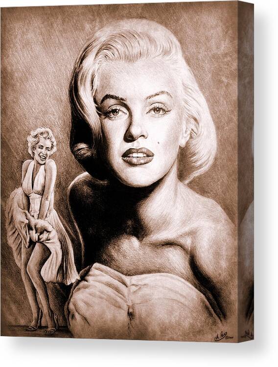 Marilyn Canvas Print featuring the drawing Hollywood Greats Marilyn by Andrew Read