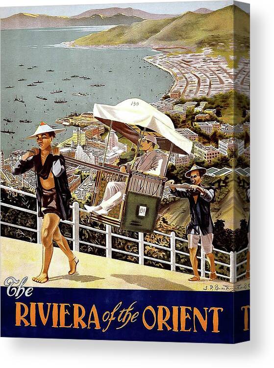 Hong Kong Canvas Print featuring the painting Hong Kong, riviera of the Orient by Long Shot