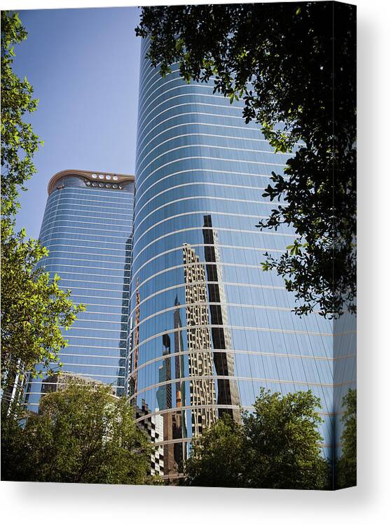 Houston Canvas Print featuring the photograph Houston Trees and Towers by Ray Devlin
