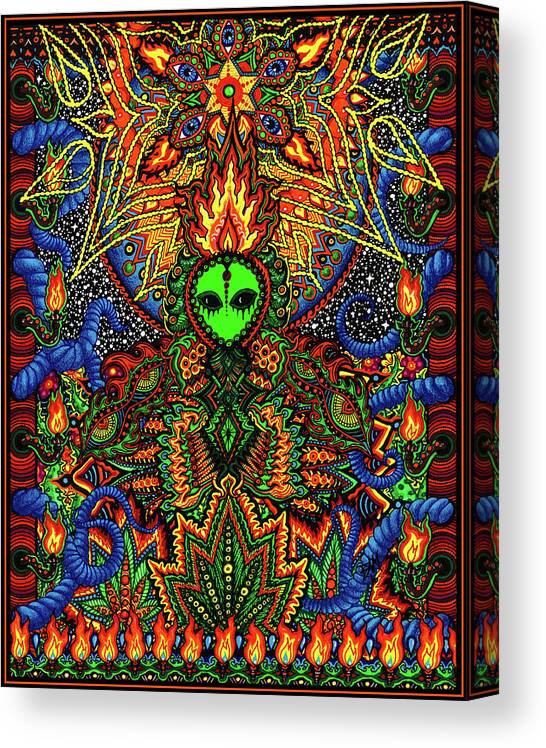 Alien Canvas Print featuring the drawing How Do You Like It Here by Baruska A Michalcikova