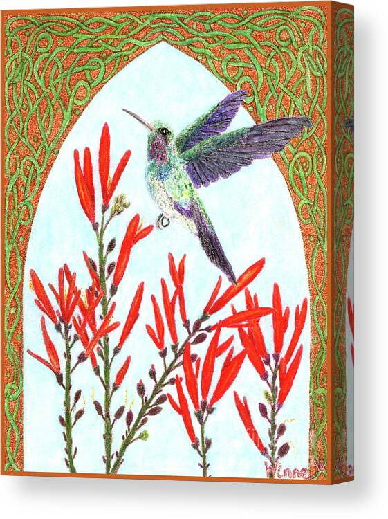 Lise Winne Canvas Print featuring the painting Hummingbird in Opening by Lise Winne