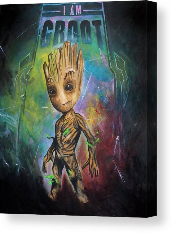 Groot Canvas Print featuring the painting I Am Groot by Jamie Bishop