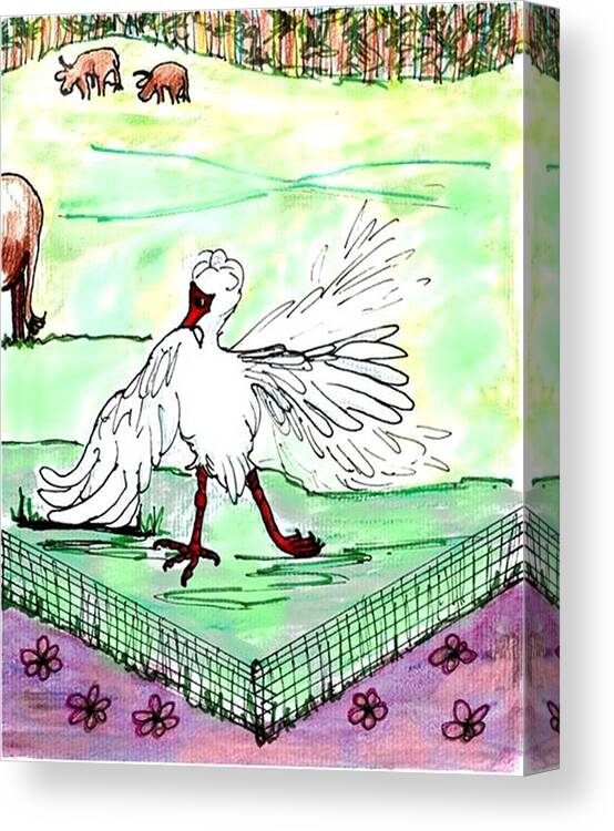 Ibis Canvas Print featuring the drawing I think I can by Carol Allen Anfinsen