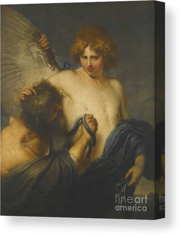 18th Century Follower Of Sir Anthony Van Dyck Canvas Print featuring the painting Icarus And Daedalus by Celestial Images