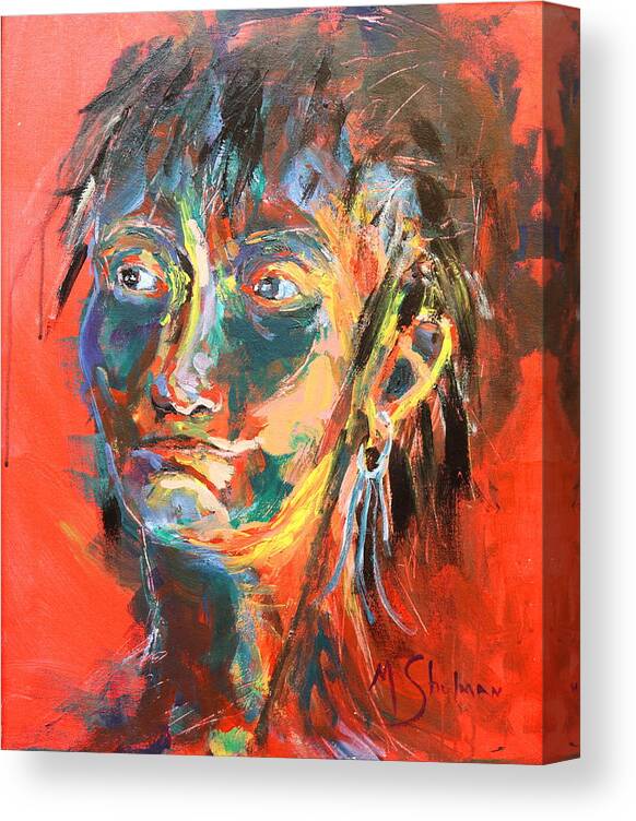 Portrait Canvas Print featuring the painting I'm good by Madeleine Shulman