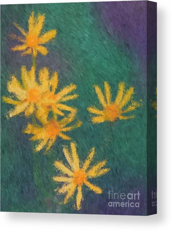 Flower Canvas Print featuring the painting Yellow Wildflowers Floral Art by Smilin Eyes Treasures