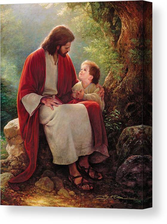 Jesus Canvas Print featuring the painting In His Light by Greg Olsen