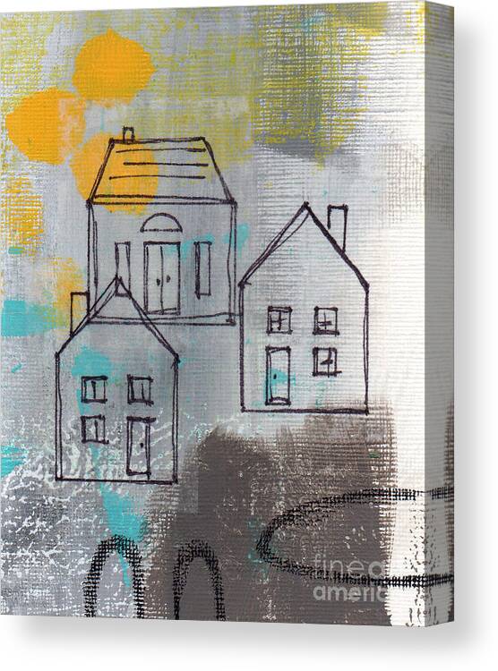 Abstract Canvas Print featuring the painting In The Neighborhood by Linda Woods