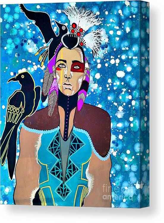 Raven Canvas Print featuring the painting Indian Raven by Amy Sorrell