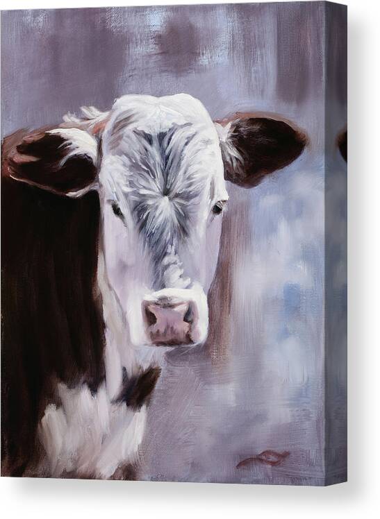 Young Cow Canvas Print featuring the painting Innocence by Sandi Snead
