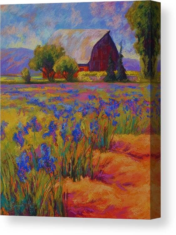 Pastel Canvas Print featuring the painting Iris Field by Marion Rose