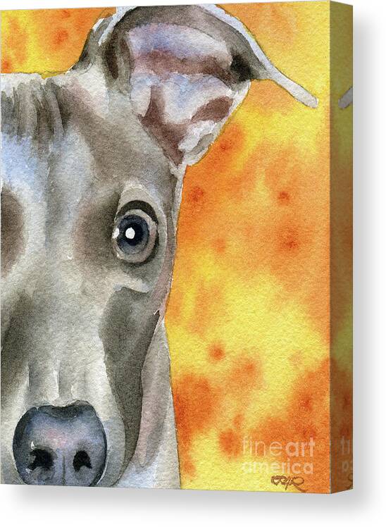 Italian Canvas Print featuring the painting Italian Greyhound by David Rogers