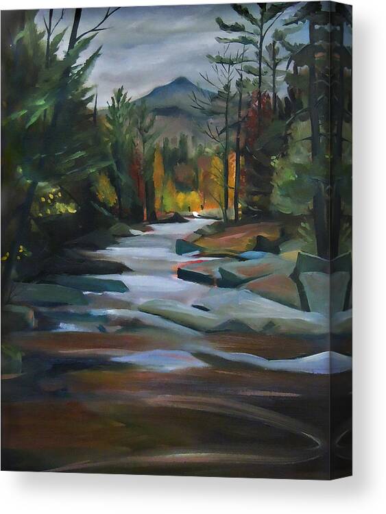 Jackson Falls Canvas Print featuring the painting Jackson Falls Plein Air Card Art by Nancy Griswold