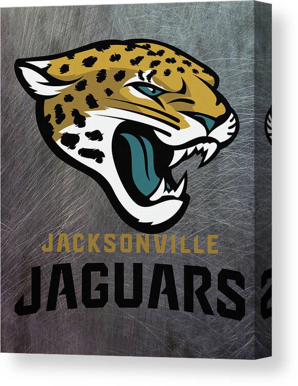 Jacksonville Jaguars Canvas Print featuring the mixed media Jacksonville Jaguars on an abraded steel texture by Movie Poster Prints
