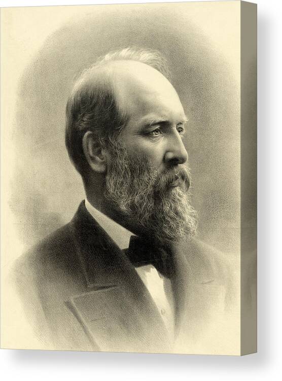 president James Garfield Canvas Print featuring the photograph James A Garfield - President of the United States of America by International Images