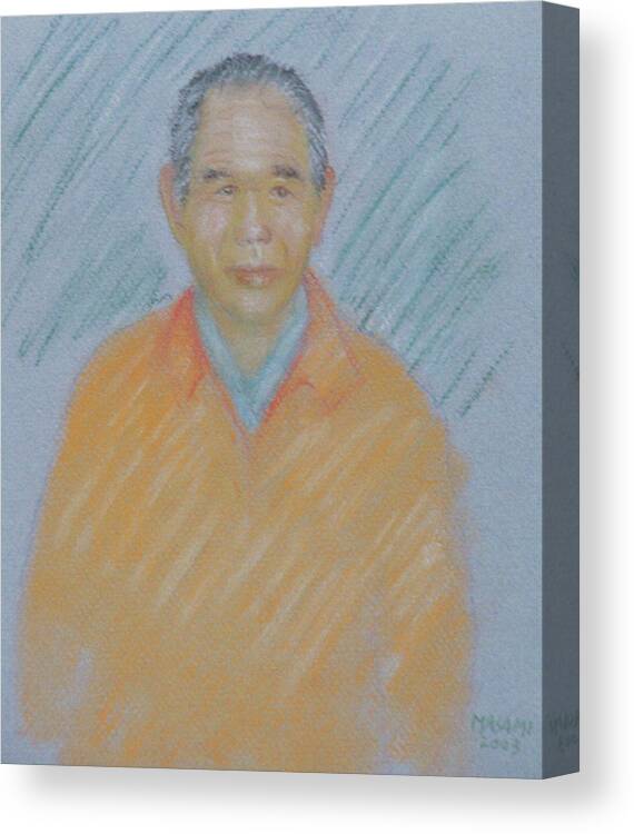 Portrait Canvas Print featuring the pastel Japanese man by Masami Iida