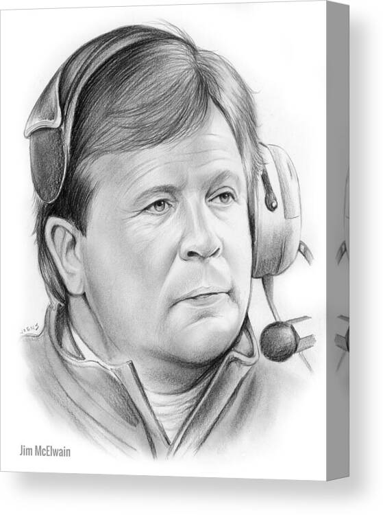 James Frank Mcelwain Canvas Print featuring the drawing Jim McElwain by Greg Joens