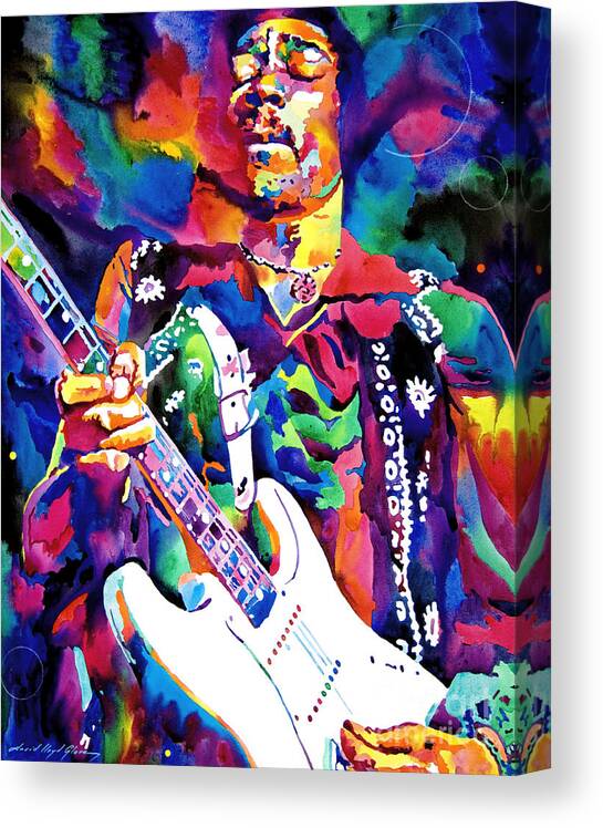 Jimi Hendrix Canvas Print featuring the painting Jimi Hendrix Purple by David Lloyd Glover