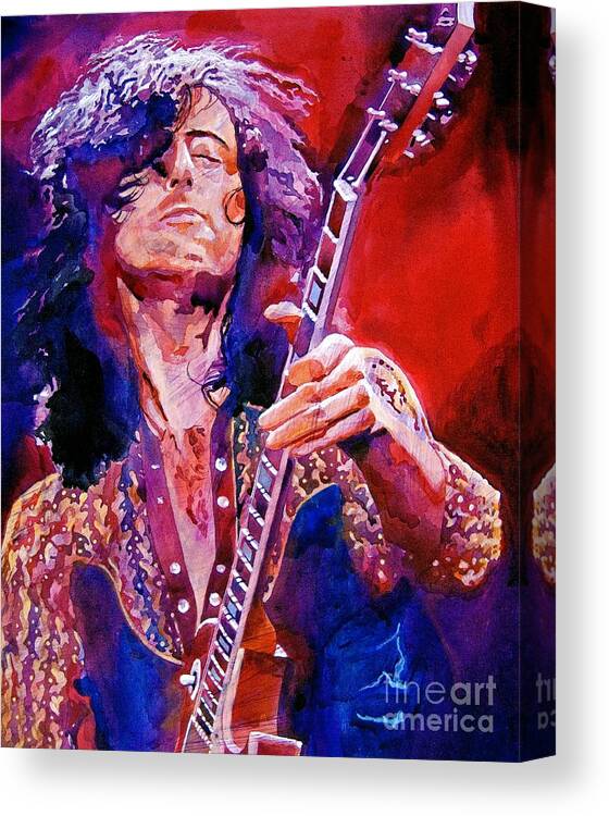 Jimmy Page Canvas Print featuring the painting Jimmy Page by David Lloyd Glover