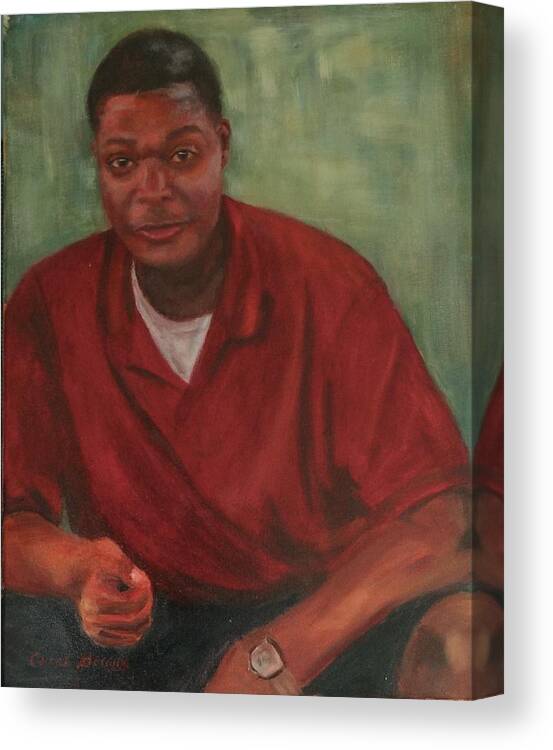 African American Male Canvas Print featuring the painting Joey by Carol Berning