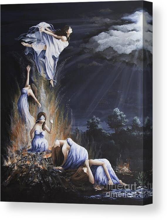 Spiritual. Conceptual Canvas Print featuring the painting Journey into Self female by Mary Palmer
