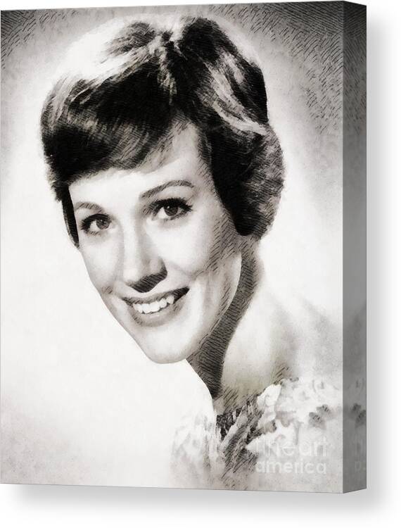 Hollywood Canvas Print featuring the painting Julie Andrews, Hollywood Legend by John Springfield by Esoterica Art Agency