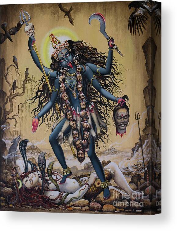 Kali Canvas Print featuring the painting Kali by Vrindavan Das