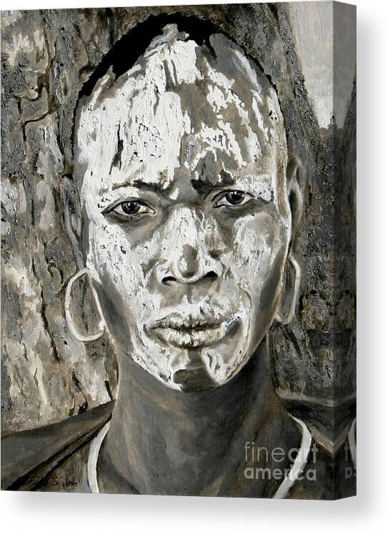 Tribal Art Canvas Print featuring the painting Karo Man by Portraits By NC