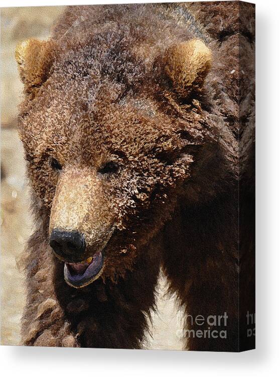 Diane Berry Canvas Print featuring the painting Katmai Alaskan Grissly by Diane E Berry