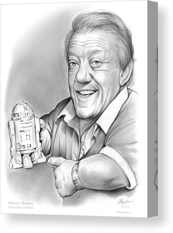 Kenny Baker Canvas Print featuring the drawing Kenny Baker R2D2 by Greg Joens
