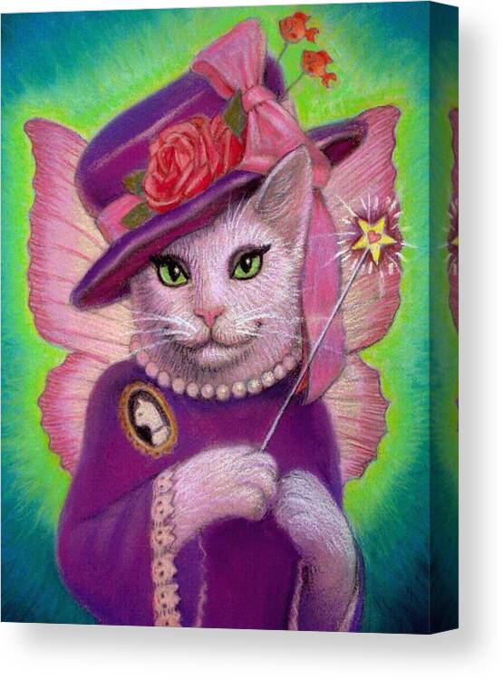 Fairies Canvas Print featuring the painting Kitty Fairy Godmother by Sue Halstenberg