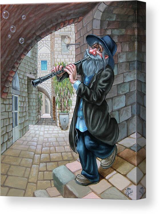 Klezmer Canvas Print featuring the painting Klezmer by Victor Molev