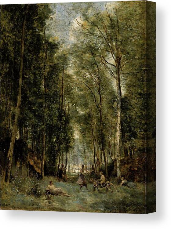 Bacchanal Canvas Print featuring the painting La Bacchanal by Camille Corot