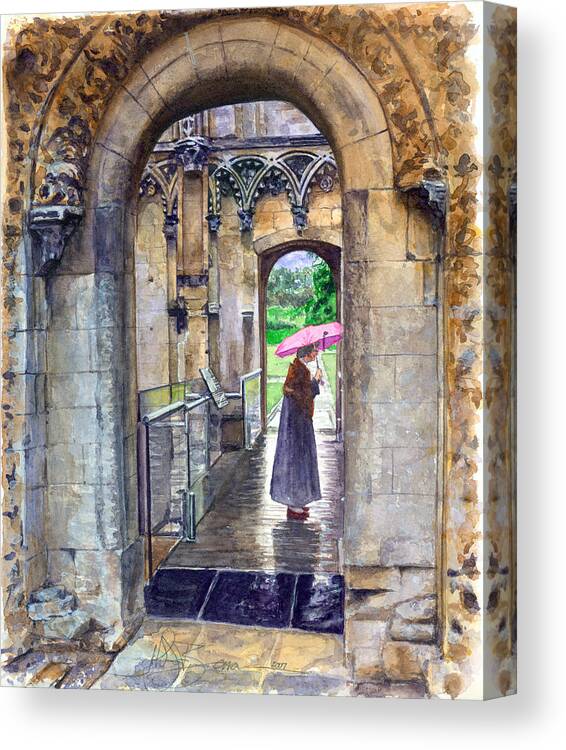 Glastonbury Canvas Print featuring the painting Lady Chapel by John D Benson
