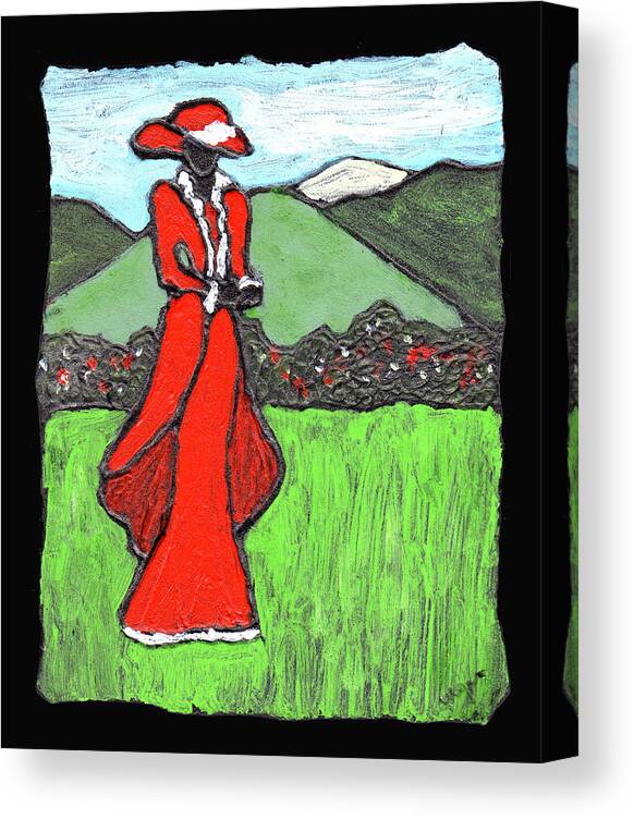 Red Canvas Print featuring the painting Lady in Red by Wayne Potrafka