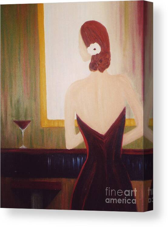 Martini Canvas Print featuring the painting Lady Sadie by Artist Linda Marie