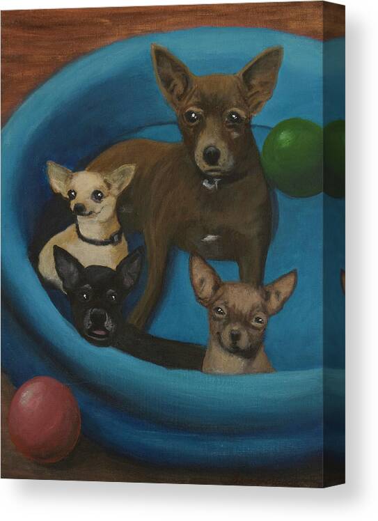 Dogs Canvas Print featuring the painting Lanice's Dogs by Barbara J Blaisdell