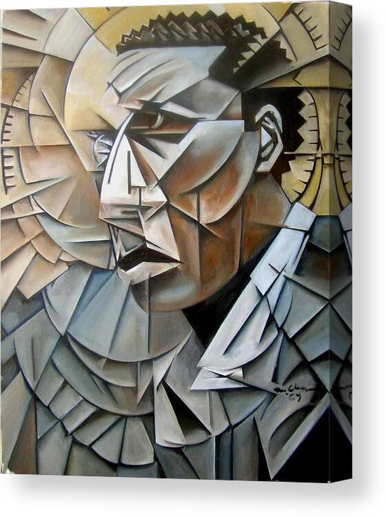 Jazz Saxophonist John Coltrane Cubism Canvas Print featuring the painting Late Trane by Martel Chapman